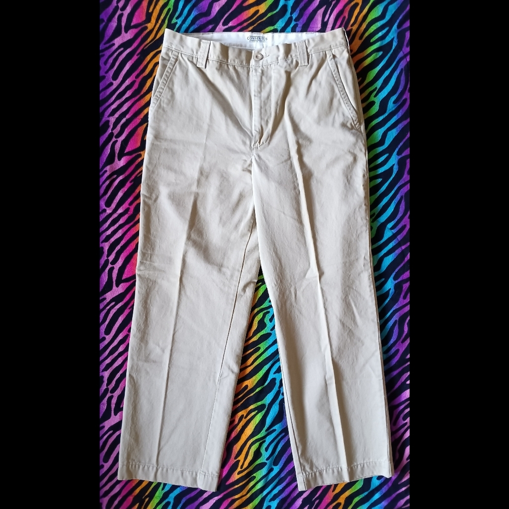 🖤*4/$15* Consensus Classic Chino Mens Pants Khaki 34x30 Cotton Slacks